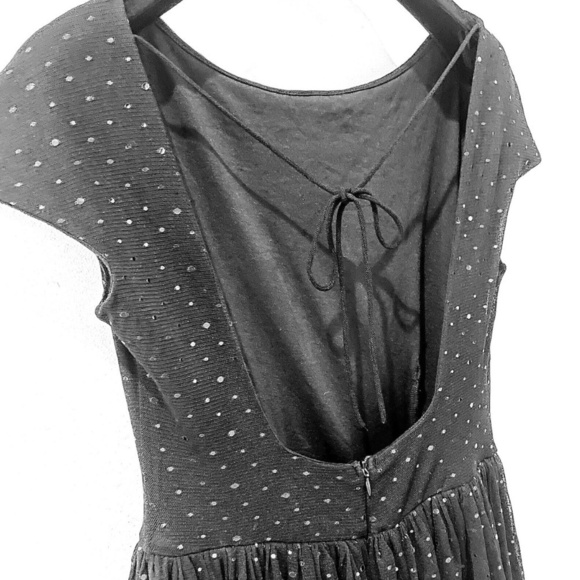 Zara Mini dress LBD Bow detail Black Tulle Sequin Sparkly U shape Open back M - Picture 2 of 13